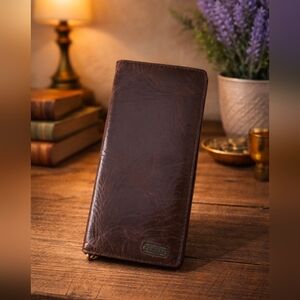 Fossil Classic Vintage Brown Crinkle Leather Bifold Wallet
